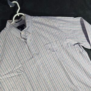 Lands'‎ End Oxford Shirt Plaid Button Down No Iron Traditional Fit 17.5 - 33